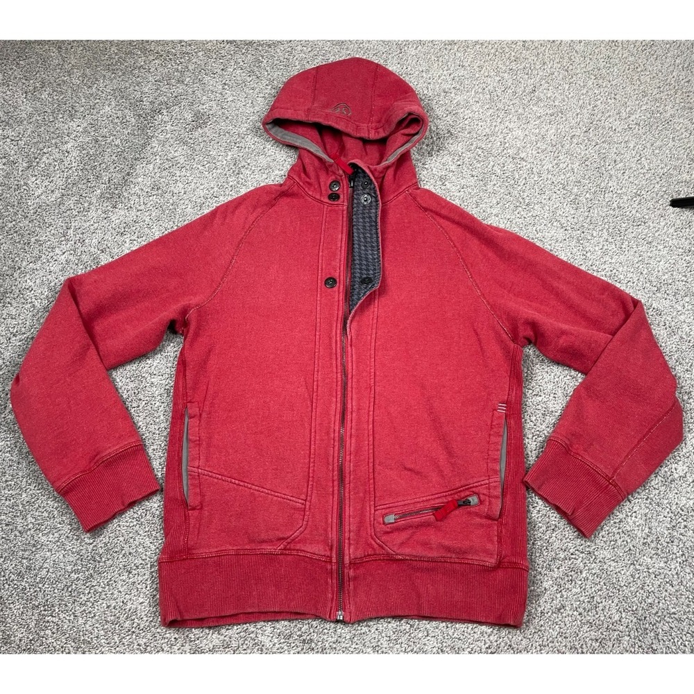 Lululemon Sweatshirt Mens Medium Red Full Zip Hood Scuba Athletic Lounge Casual